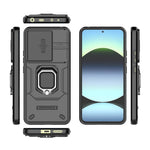 For Xiaomi Redmi Note 14 4G (163.25mm) Case PC + TPU Kickstand Phone Protector with Lens Cover