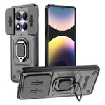 For Xiaomi Redmi Note 14 Pro 4G Case PC + TPU Kickstand Phone Protector with Lens Cover