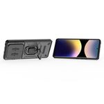 For Xiaomi Redmi Note 14 Pro 4G Case PC + TPU Kickstand Phone Protector with Lens Cover