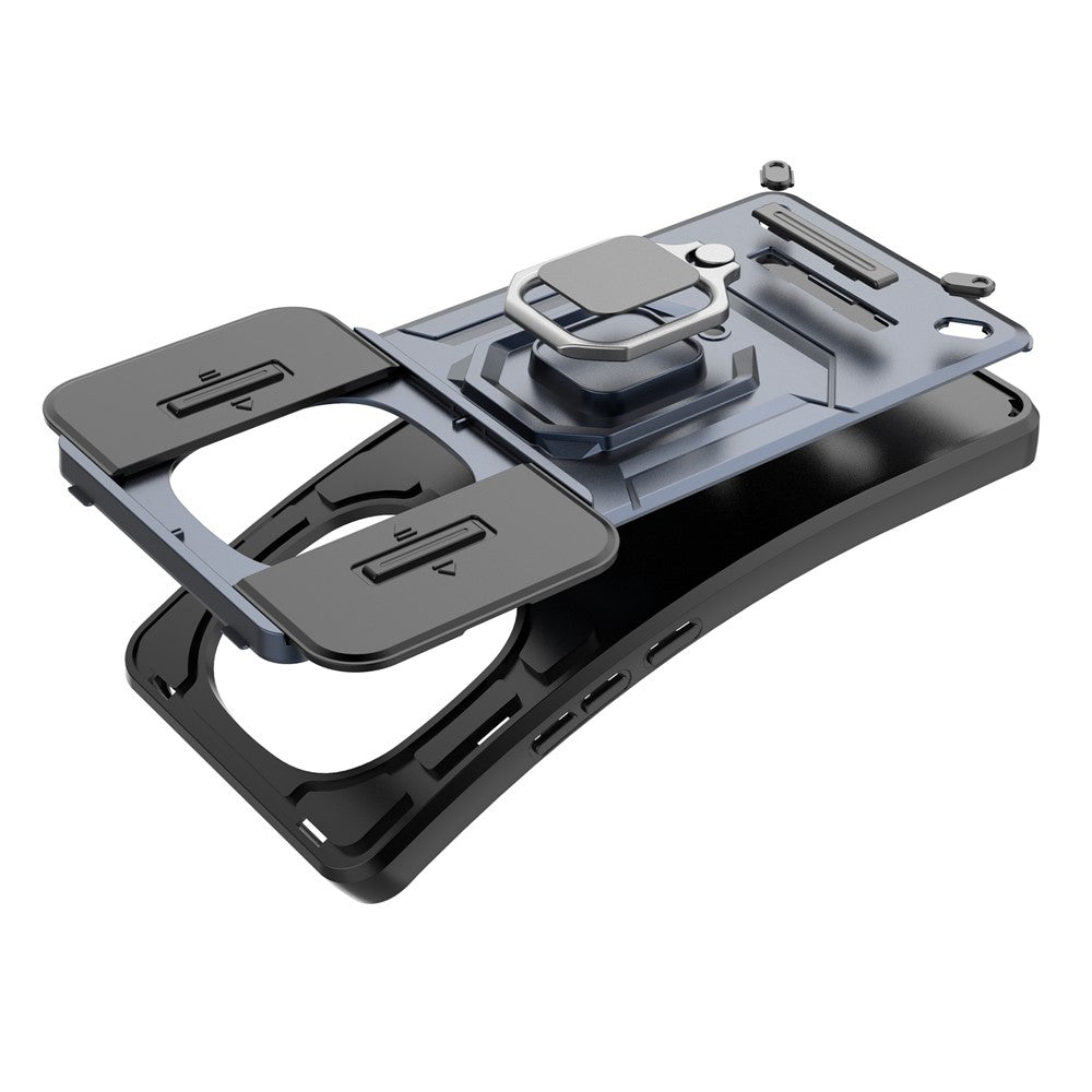 For Xiaomi Redmi Note 14 Pro 4G Case PC + TPU Kickstand Phone Protector with Lens Cover