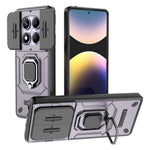 For Xiaomi Redmi Note 14 Pro 4G Case PC + TPU Kickstand Phone Protector with Lens Cover