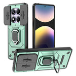 For Xiaomi Redmi Note 14 Pro 4G Case PC + TPU Kickstand Phone Protector with Lens Cover