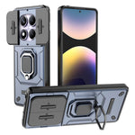 For Xiaomi Redmi Note 14 Pro 4G Case PC + TPU Kickstand Phone Protector with Lens Cover