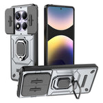 For Xiaomi Redmi Note 14 Pro 4G Case PC + TPU Kickstand Phone Protector with Lens Cover