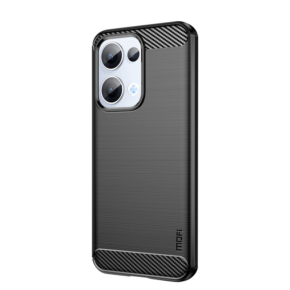 MOFI För Oppo Reno13 5G (Global) Baksida Borstad Textur Kolfiber Mjukt TPU-skal