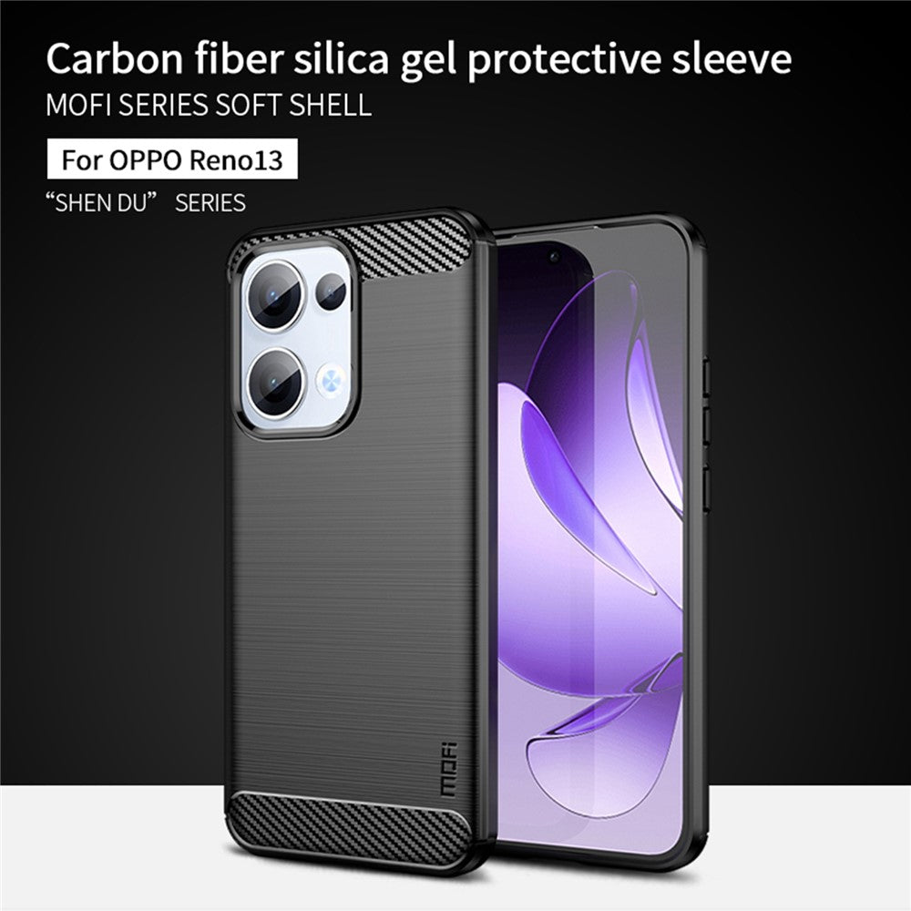 MOFI For Oppo Reno13 5G (Global) Back Cover  Brushed Texture Carbon Fiber Soft TPU Case