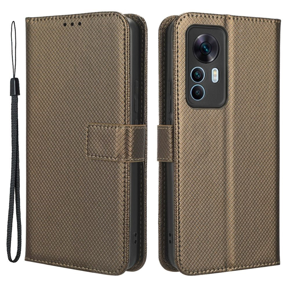 For Xiaomi 12T 5G / Redmi K50 Ultra 5G / 12T Pro 5G Diamond Texture Full Protection PU Leather Stand Case Wallet Phone Cover