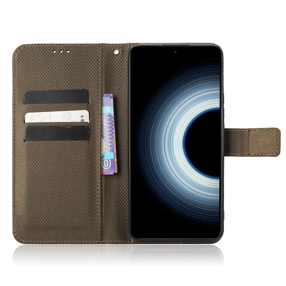 For Xiaomi 12T 5G / Redmi K50 Ultra 5G / 12T Pro 5G Diamond Texture Full Protection PU Leather Stand Case Wallet Phone Cover