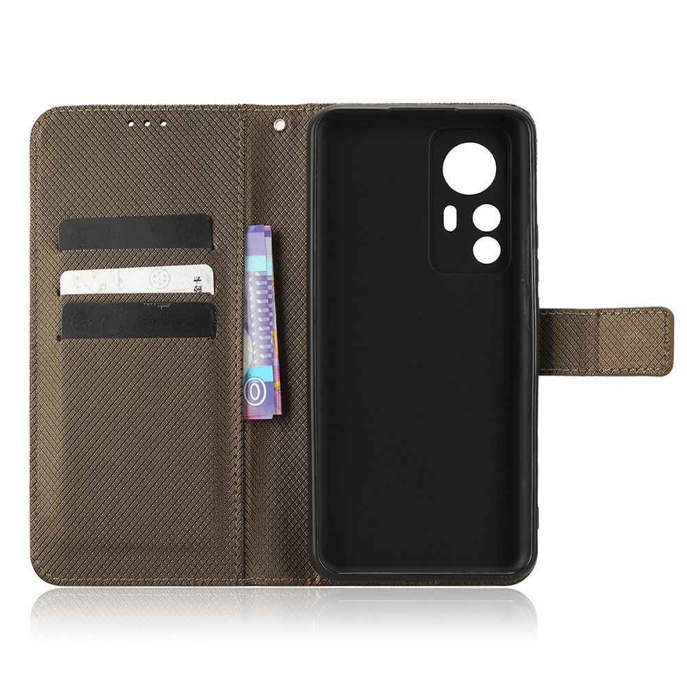 For Xiaomi 12T 5G / Redmi K50 Ultra 5G / 12T Pro 5G Diamond Texture Full Protection PU Leather Stand Case Wallet Phone Cover