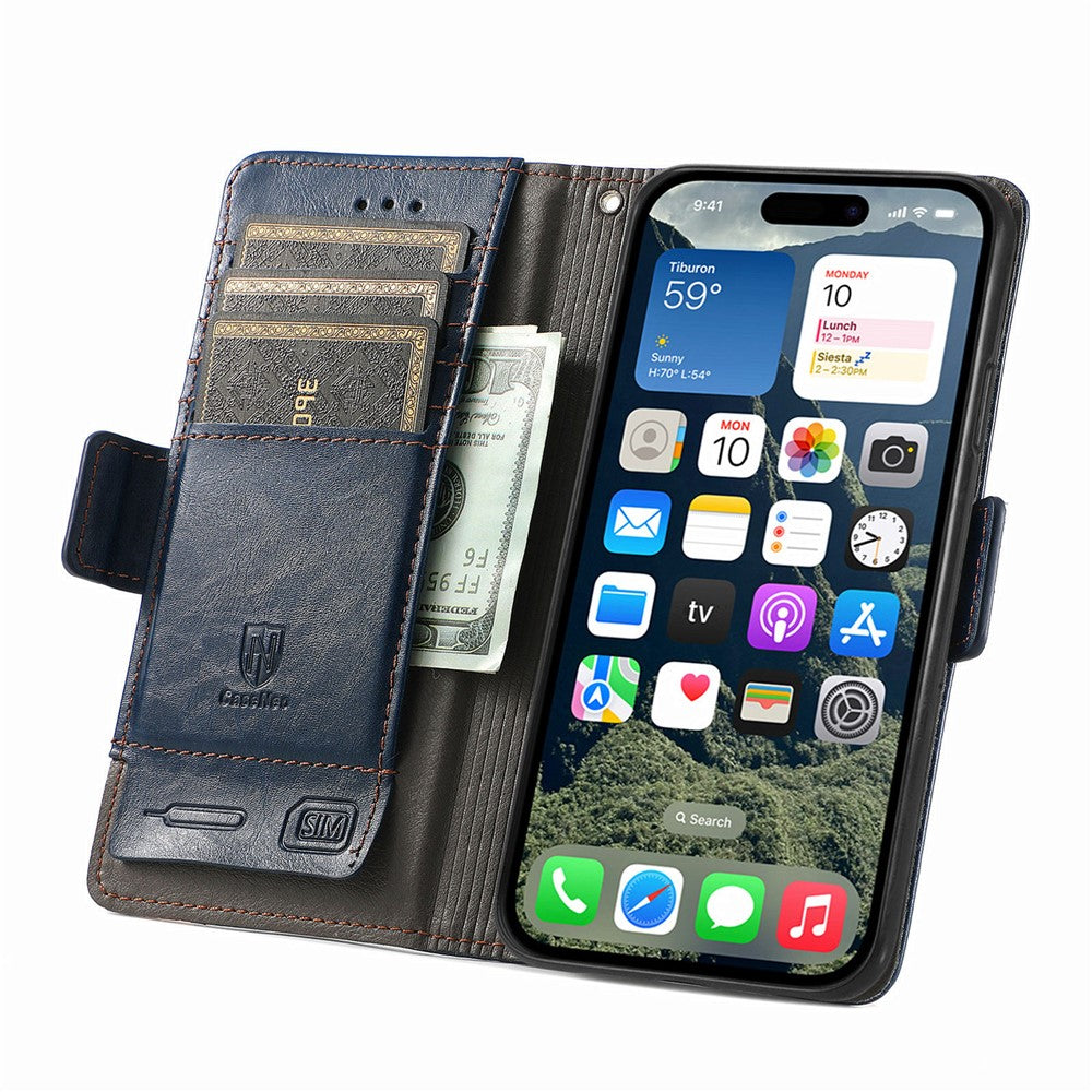 CASENEO For iPhone 17e / 16e Phone Cases  PU Leather Cover Stand with RFID Blocking Wallet