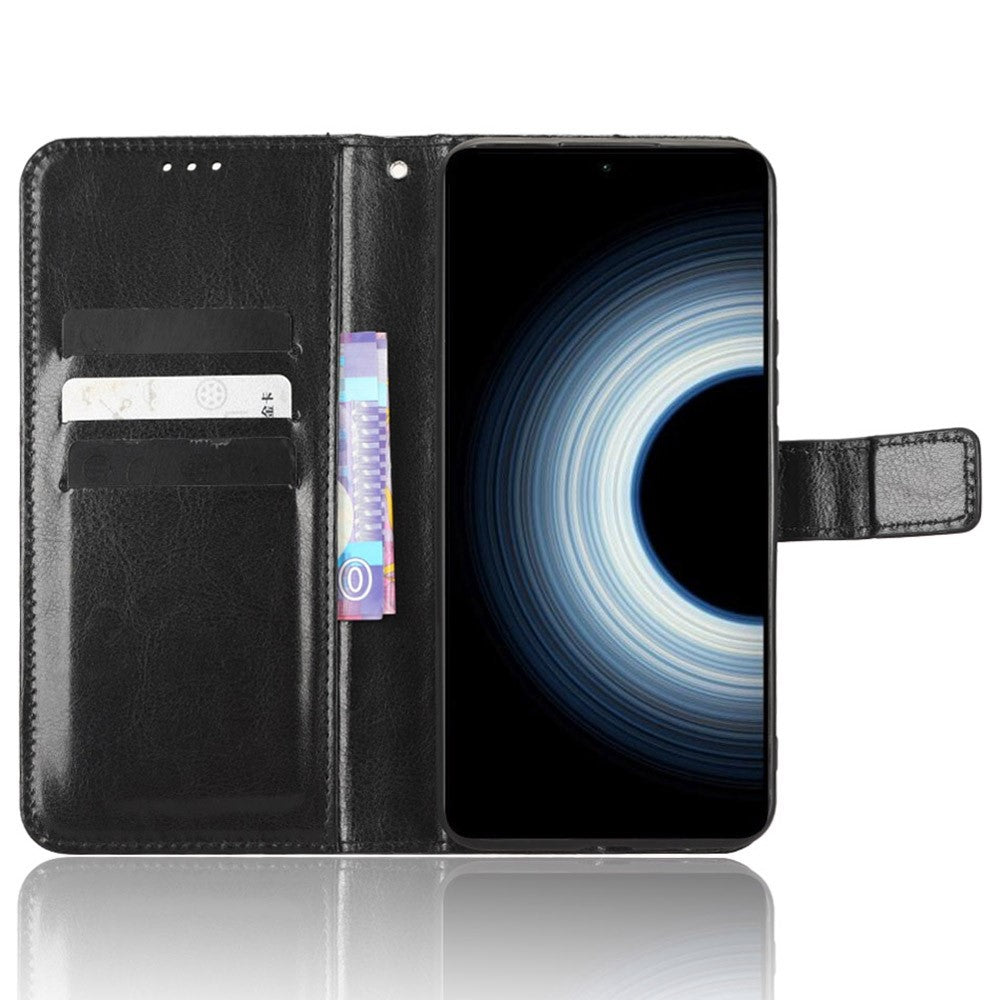 Xiaomi 12T 5G / 12T Pro 5G / Redmi K50 Ultra 5G mobilstativ Plånboksskyddsfodral Crazy Horse Texture PU-läderfodral
