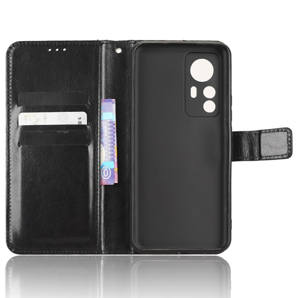 Xiaomi 12T 5G / 12T Pro 5G / Redmi K50 Ultra 5G mobilstativ Plånboksskyddsfodral Crazy Horse Texture PU-läderfodral