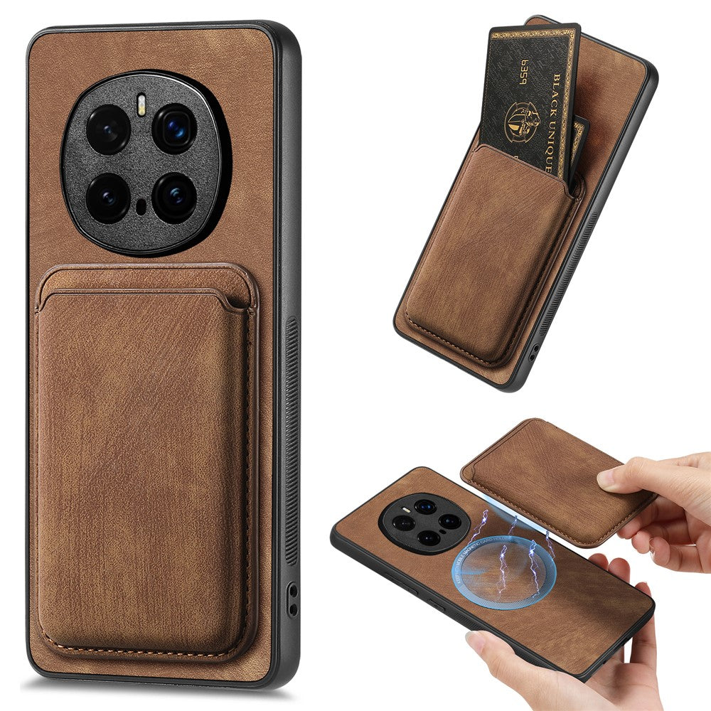 For Honor Magic7 Pro 5G Magnetic Case Leather Back Cover with Detachable Card Holder