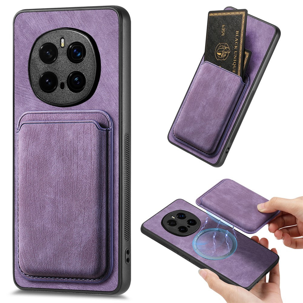 For Honor Magic7 Pro 5G Magnetic Case Leather Back Cover with Detachable Card Holder