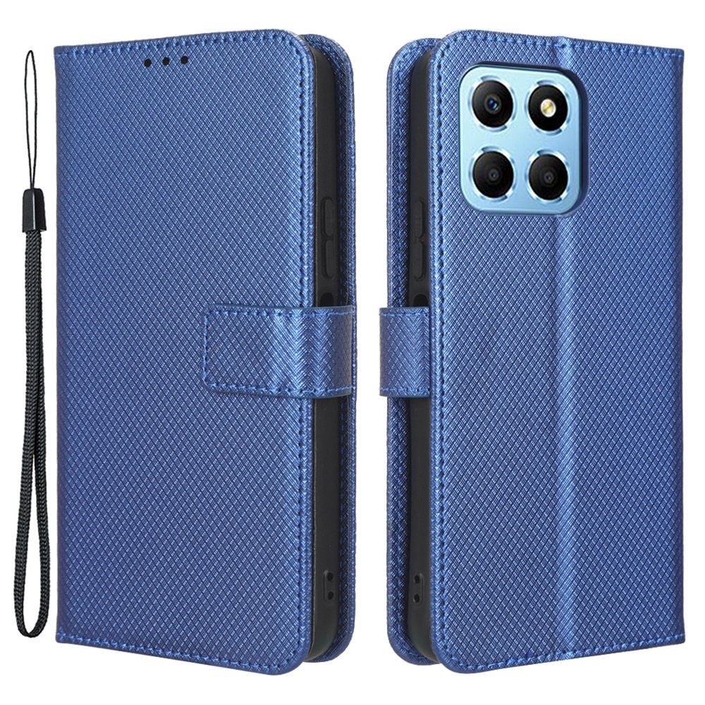 Diamanttekstur Telefoncover til Honor 70 Lite 5G / X6 4G / Honor Play6C / X8 5G Ridsefast Telefonfolio Flip Læder Pung Etui med Stand