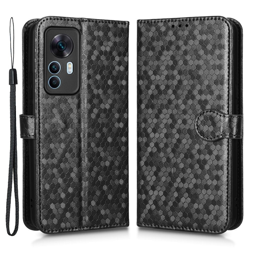Drop-proof Phone Case For Xiaomi Redmi K50 Ultra 5G / 12T 5G, Dot Pattern Imprinted Stand Cell Phone Flip Leather Wallet Cover with Strap
