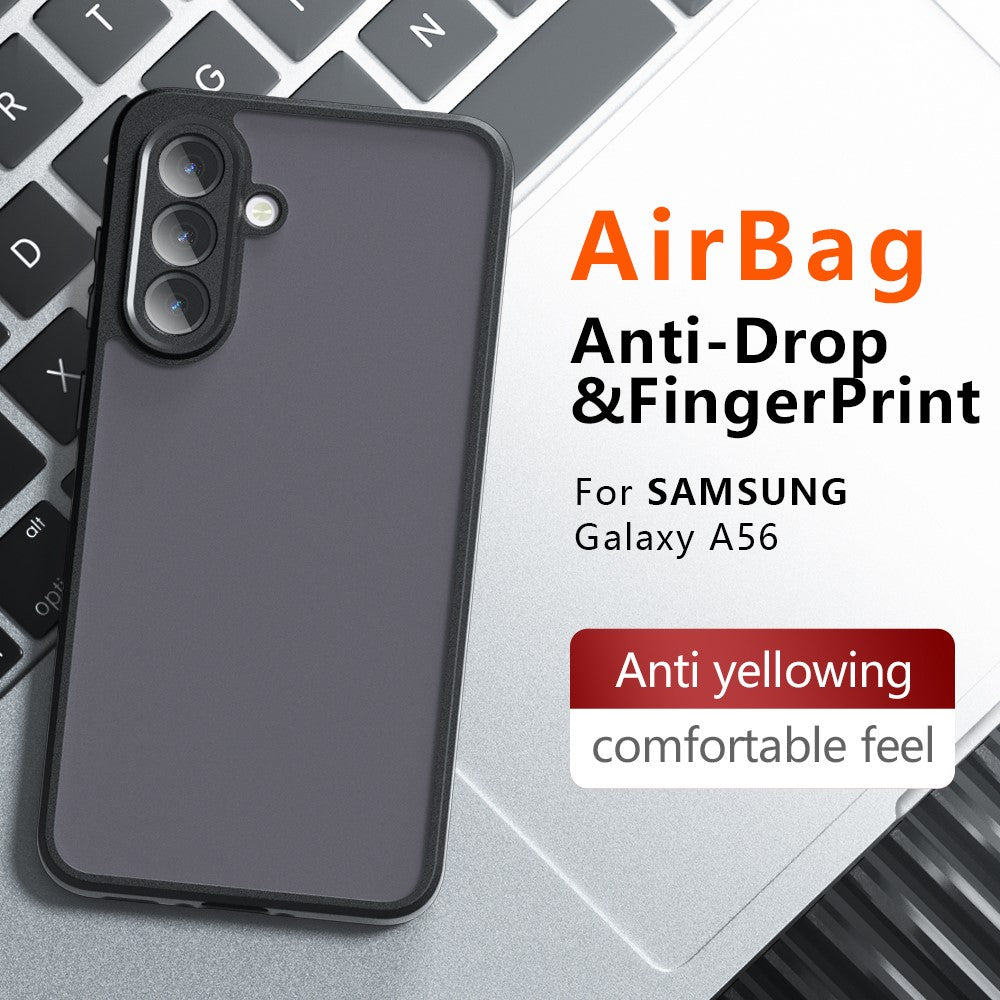 Til Samsung Galaxy A56 5G Cover Skin-Touch TPU + PC Mat Telefonbagcover, Transparent Sort