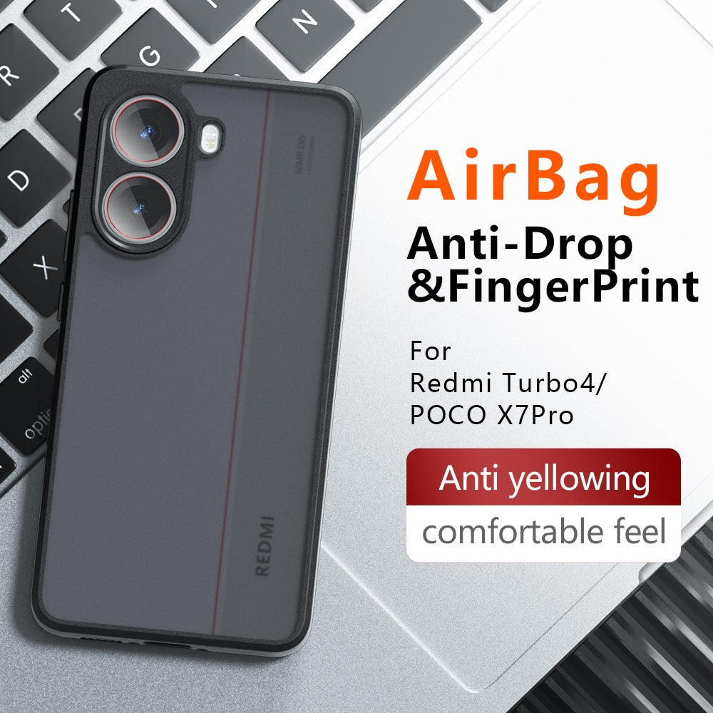Mattskal till Xiaomi Redmi Turbo 4 5G / Poco X7 Pro 5G Skin-Touch TPU+PC mobilskal, Transparent Svart