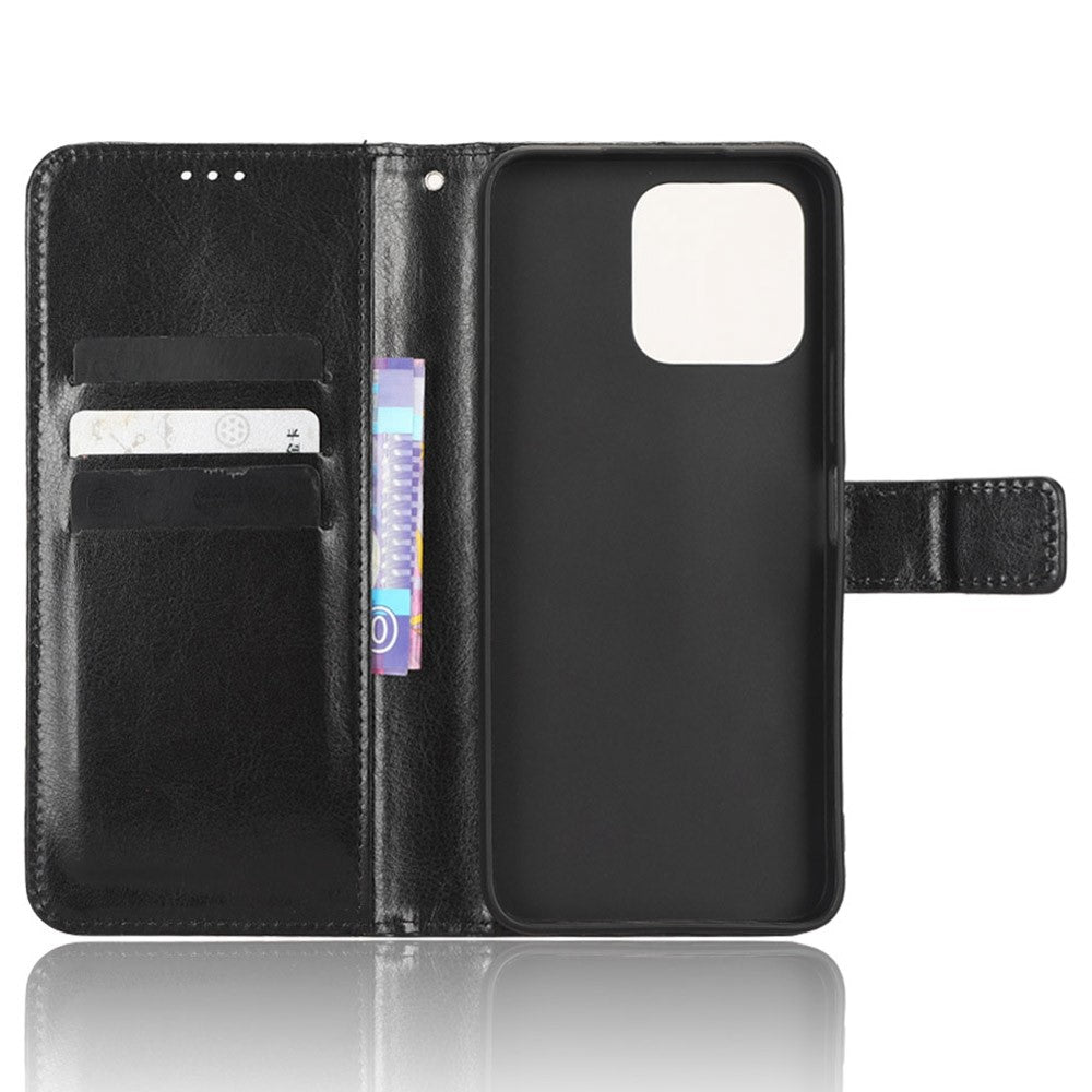 Phone Wallet Case For Honor 70 Lite 5G / X6 4G / Honor Play6C / X8 5G Crazy Horse Texture Magnetic Clasp PU Leather Stand Anti-scratch Cell Phone Cover