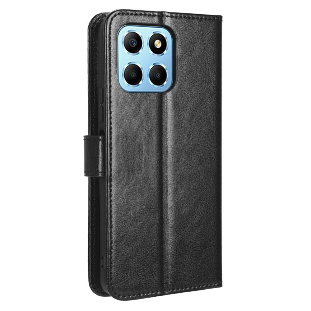 Phone Wallet Case For Honor 70 Lite 5G / X6 4G / Honor Play6C / X8 5G Crazy Horse Texture Magnetic Clasp PU Leather Stand Anti-scratch Cell Phone Cover