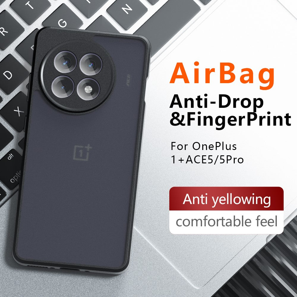 Mattskal för OnePlus 13R 5G / Ace 5 5G / 5 Pro 5G Skin-Touch TPU+PC mobilskal, Transparent Svart