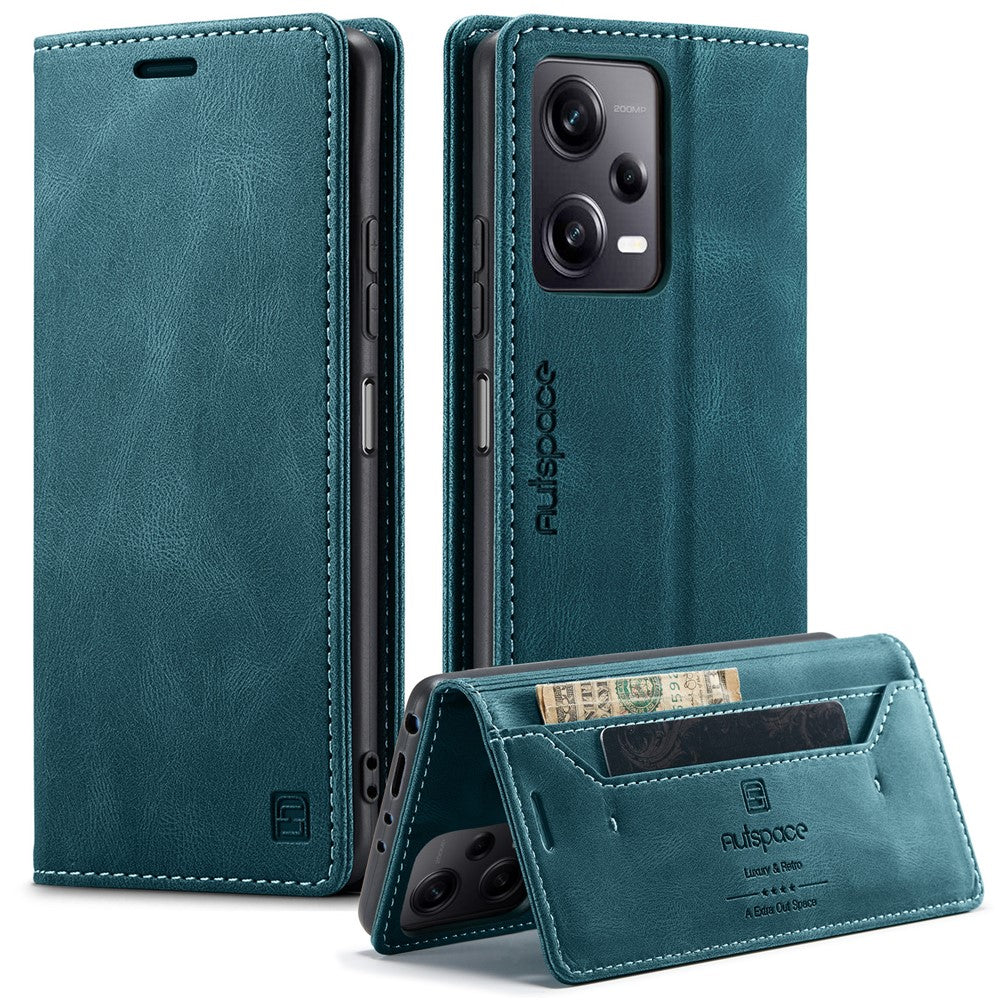 AUTSPACE For Xiaomi Redmi Note 12 Pro+ 5G Wallet Case  A01 Leather Stand Cover with RFID Blocking Card Holder