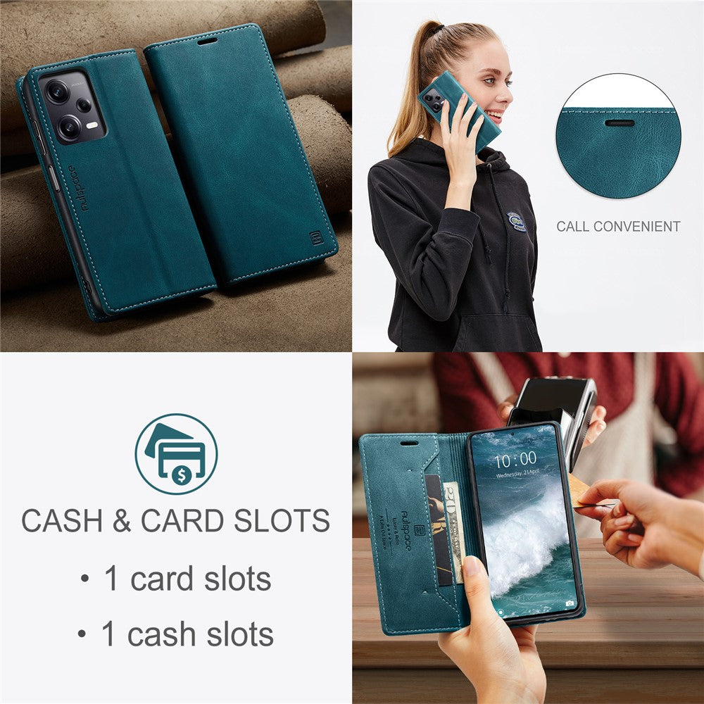 AUTSPACE For Xiaomi Redmi Note 12 Pro+ 5G Wallet Case  A01 Leather Stand Cover with RFID Blocking Card Holder