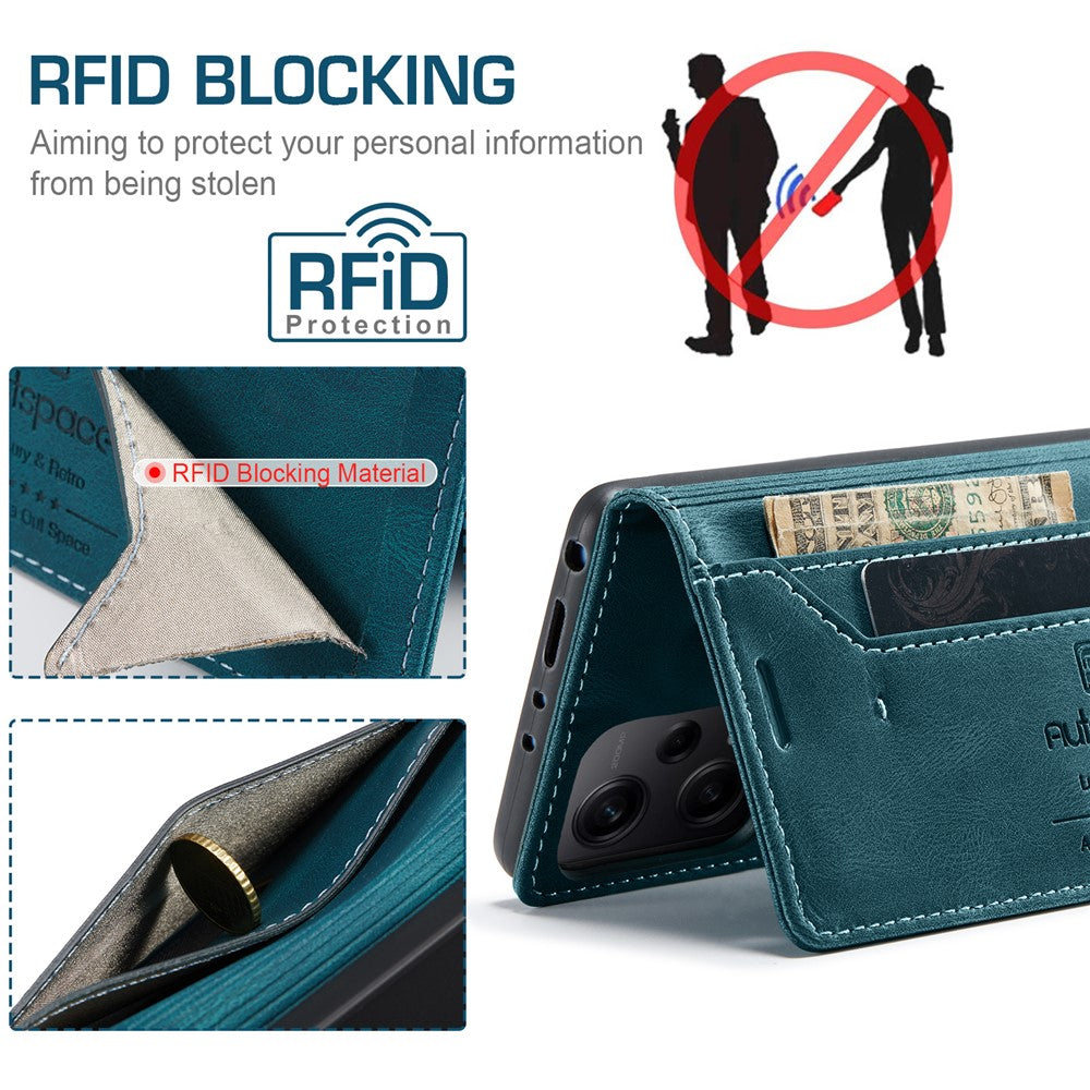 AUTSPACE För Xiaomi Redmi Note 12 Pro+ 5G Plånboksfodral A01 Läderfodral med RFID-blockerande korthållare