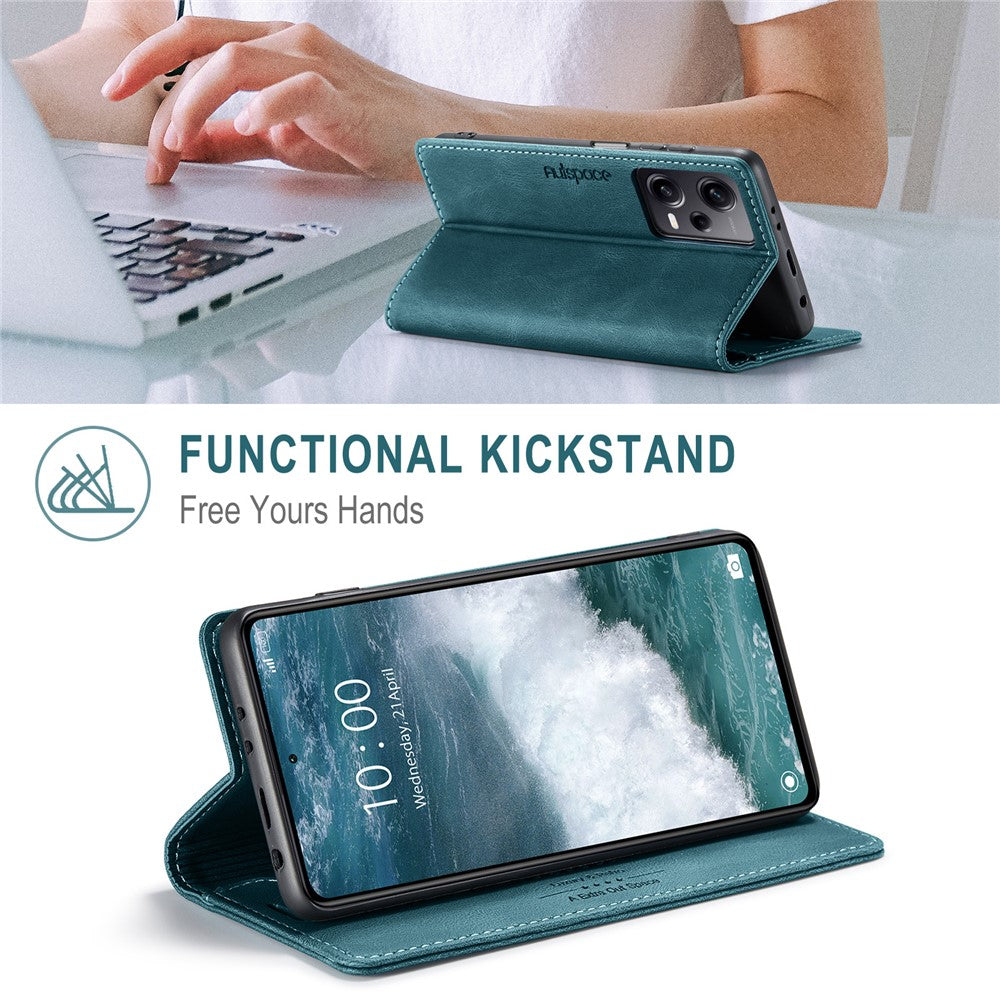 AUTSPACE For Xiaomi Redmi Note 12 Pro+ 5G Wallet Case  A01 Leather Stand Cover with RFID Blocking Card Holder