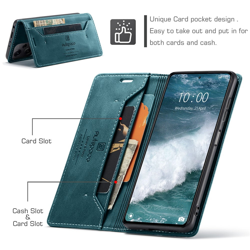 AUTSPACE For Xiaomi Redmi Note 12 Pro+ 5G Wallet Case  A01 Leather Stand Cover with RFID Blocking Card Holder