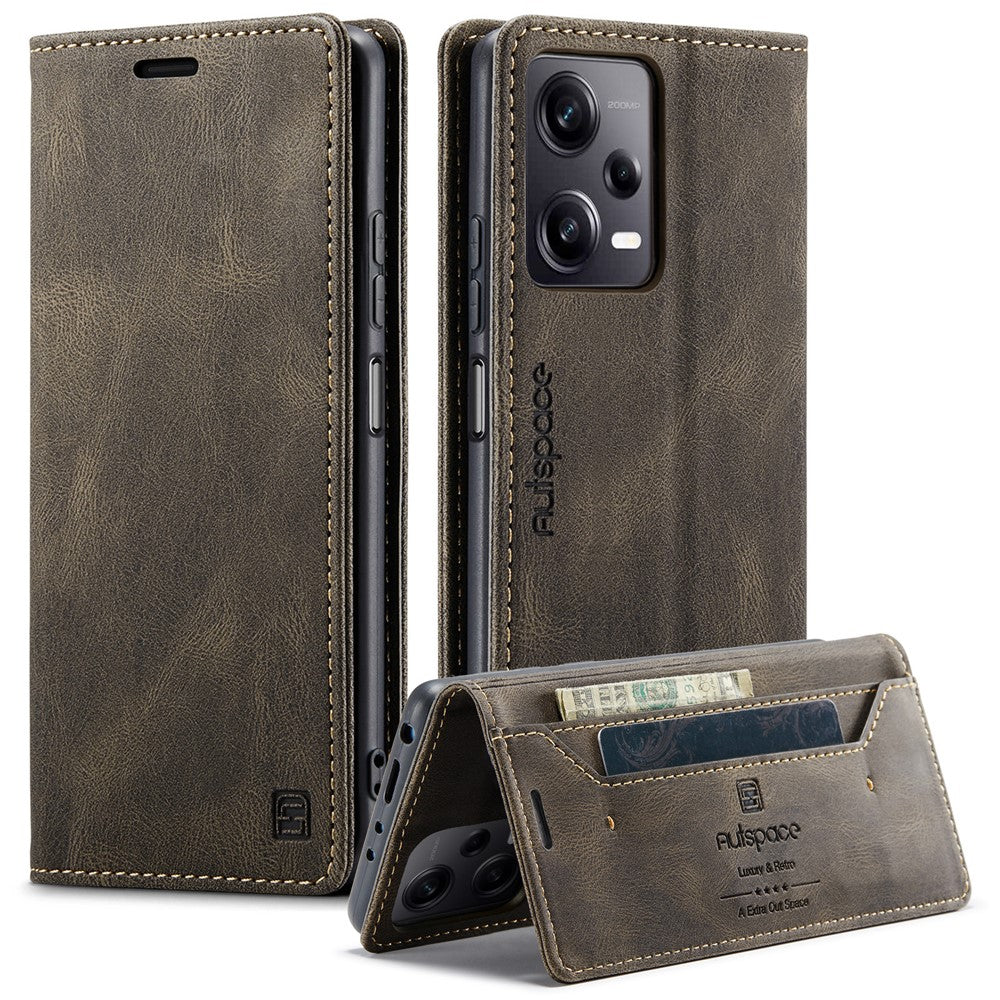 AUTSPACE For Xiaomi Redmi Note 12 Pro+ 5G Wallet Case  A01 Leather Stand Cover with RFID Blocking Card Holder
