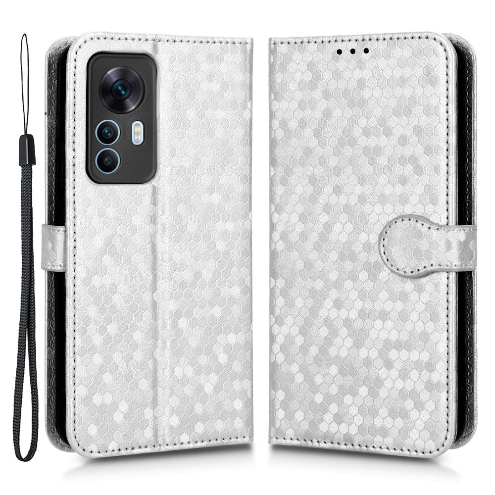 Reptåligt mobilskal för Xiaomi 12T 5G / Redmi K50 Ultra 5G i PU-läder med prickigt mönster, präglat stativ och plånboksfodral med rem