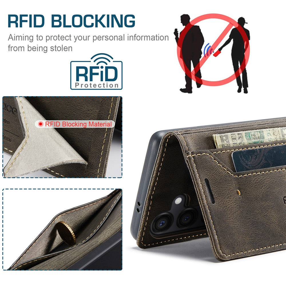 AUTSPACE For Samsung Galaxy S24 Wallet Case  A01 Leather Stand Cover with RFID Blocking Card Holder