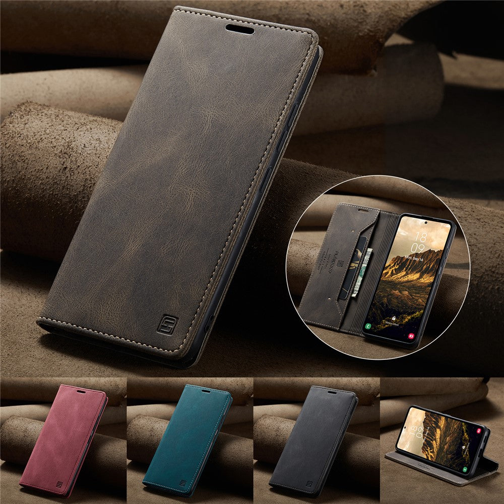 AUTSPACE For Samsung Galaxy S24 Wallet Case  A01 Leather Stand Cover with RFID Blocking Card Holder