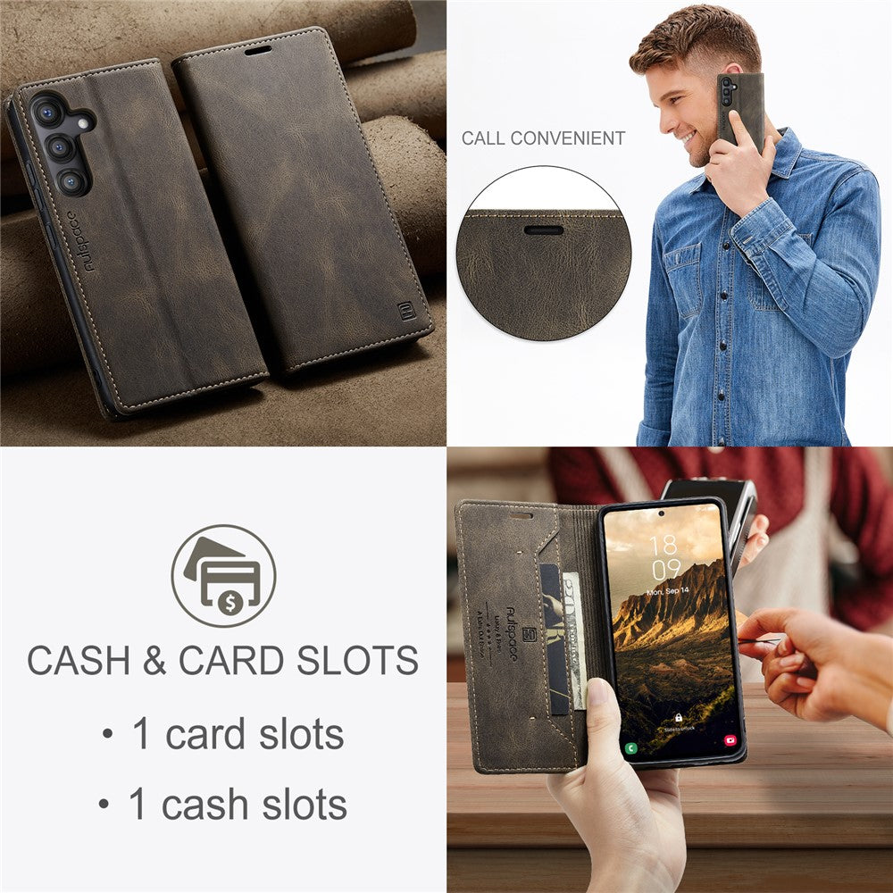 AUTSPACE For Samsung Galaxy S24+ Wallet Case  A01 Leather Stand Cover with RFID Blocking Card Holder