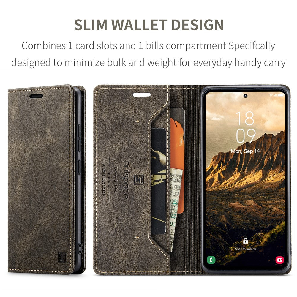 AUTSPACE For Samsung Galaxy S24+ Wallet Case  A01 Leather Stand Cover with RFID Blocking Card Holder