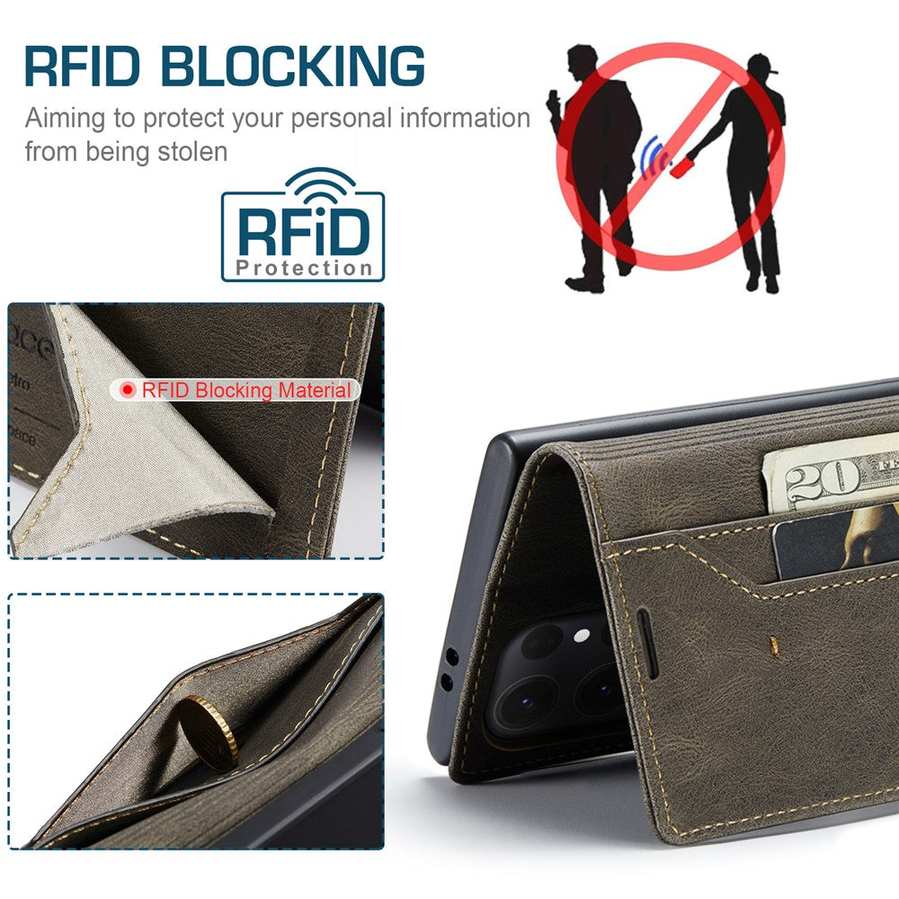 AUTSPACE For Samsung Galaxy S24 Ultra Wallet Case  A01 Leather Stand Cover with RFID Blocking Card Holder