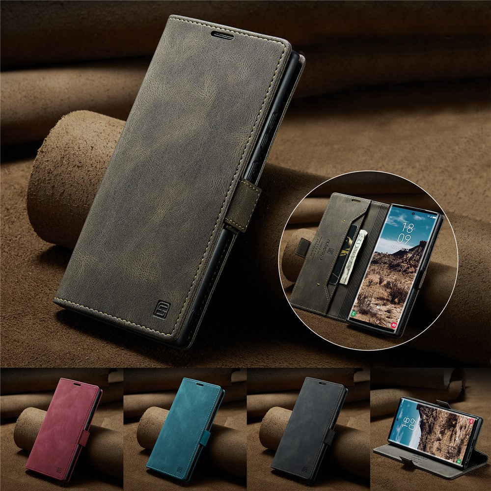 AUTSPACE For Samsung Galaxy S24 Ultra Wallet Case  A01 Leather Stand Cover with RFID Blocking Card Holder