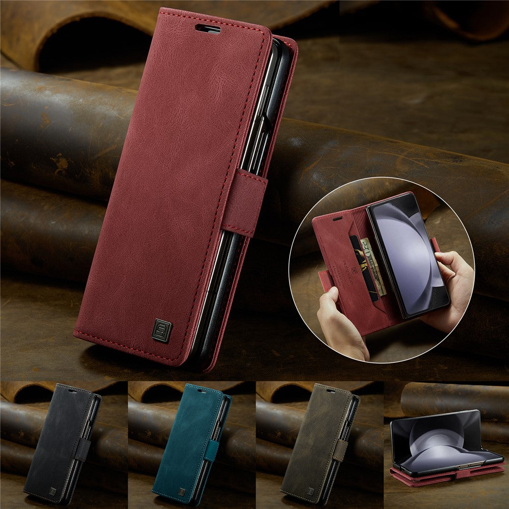 AUTSPACE For Samsung Galaxy Z Fold5 5G Wallet Case  A01 Leather Stand Cover with RFID Blocking Card Holder
