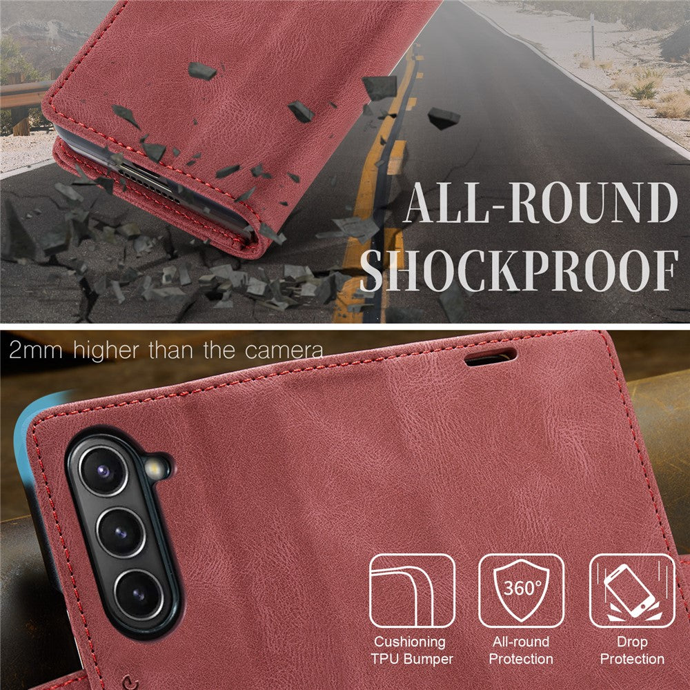 AUTSPACE For Samsung Galaxy Z Fold5 5G Wallet Case  A01 Leather Stand Cover with RFID Blocking Card Holder