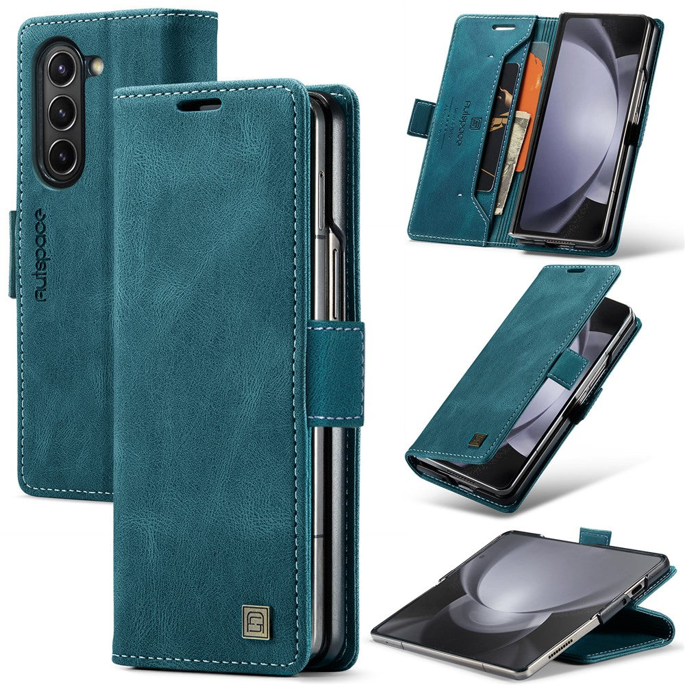 AUTSPACE For Samsung Galaxy Z Fold5 5G Wallet Case  A01 Leather Stand Cover with RFID Blocking Card Holder