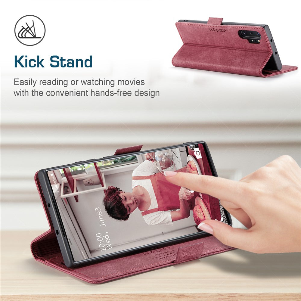 AUTSPACE Til Samsung Galaxy Note 10 Plus 4G pung-etui A01 Læderstativcover med RFID-blokerende kortholder