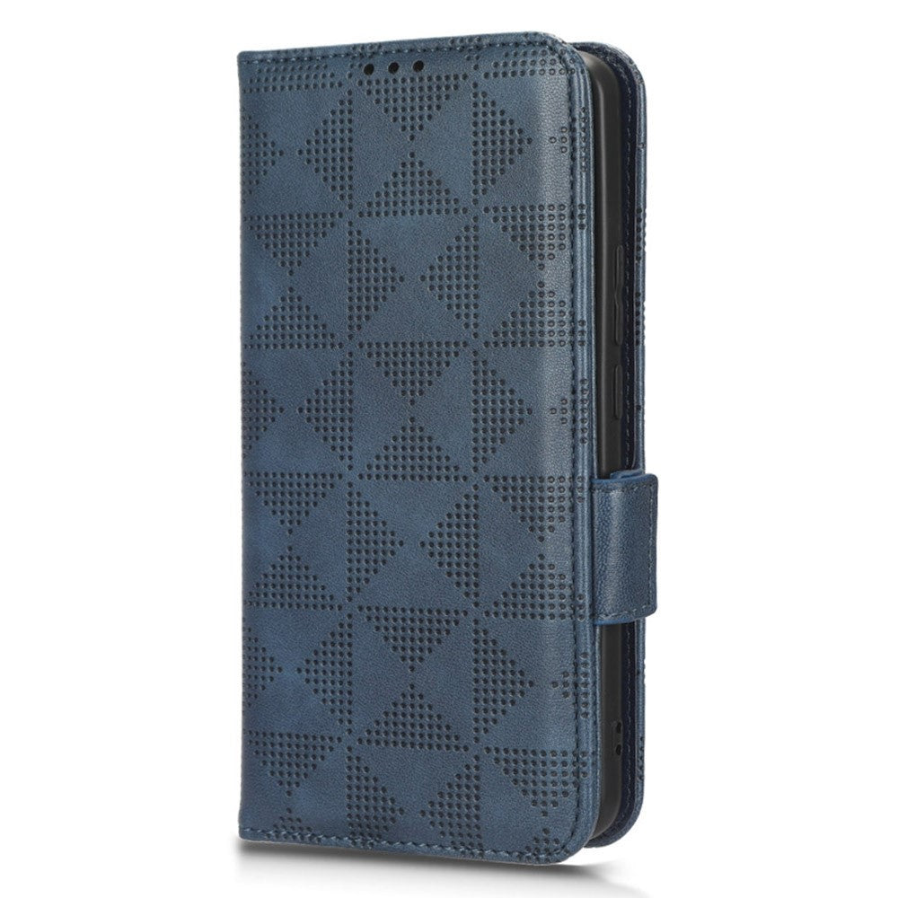 Anti-drop Cell Phone Case For Xiaomi Redmi K50 Ultra 5G / 12T 5G Imprinted Triangle Pattern PU Leather Wallet Stand Protective Cover