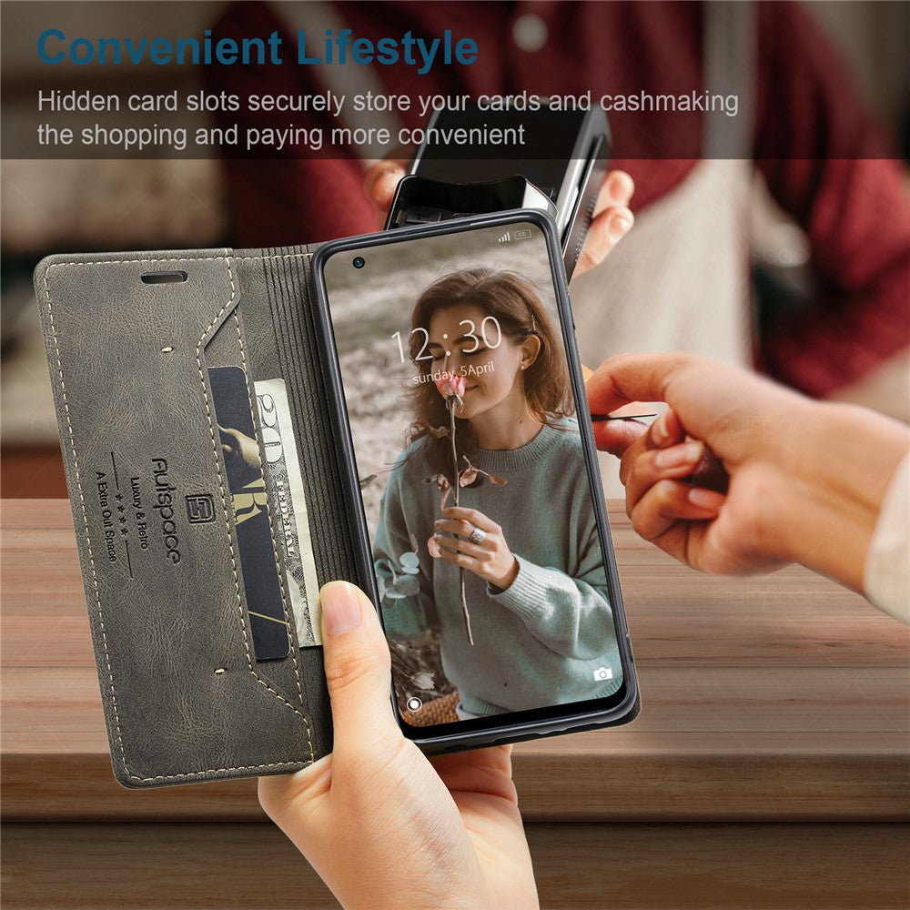 AUTSPACE For Xiaomi Mi 11 Wallet Case  A01 Leather Stand Cover with RFID Blocking Card Holder