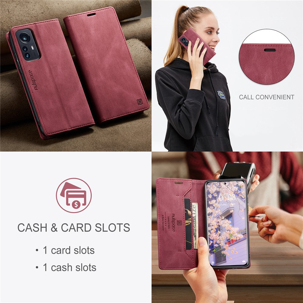 AUTSPACE For Xiaomi 12S Pro 5G / Xiaomi 12 Pro 5G Wallet Case  A01 Leather Stand Cover with RFID Blocking Card Holder