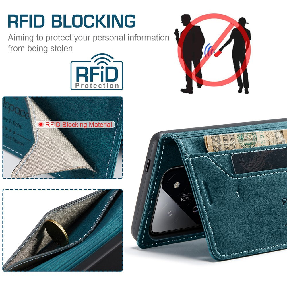 AUTSPACE For Xiaomi 14 Pro Wallet Case  A01 Leather Stand Cover with RFID Blocking Card Holder
