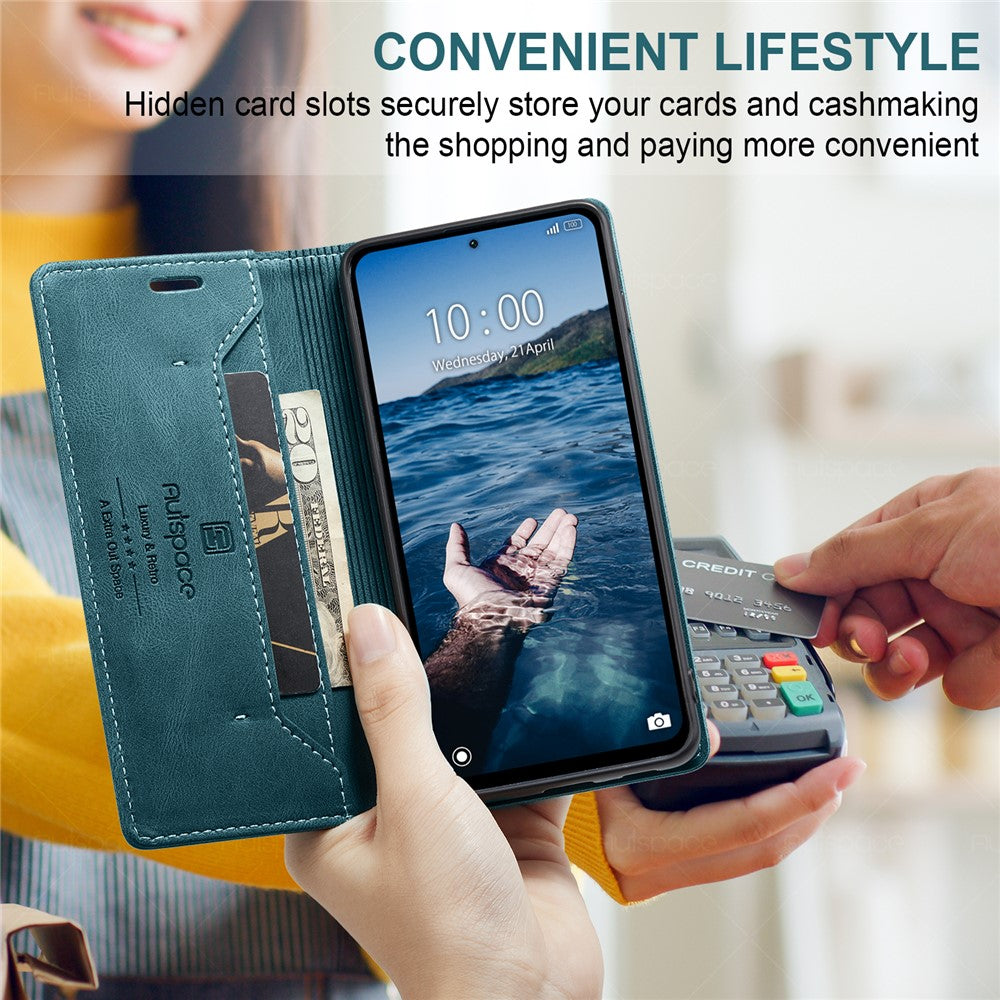 AUTSPACE For Xiaomi 14 Pro Wallet Case  A01 Leather Stand Cover with RFID Blocking Card Holder