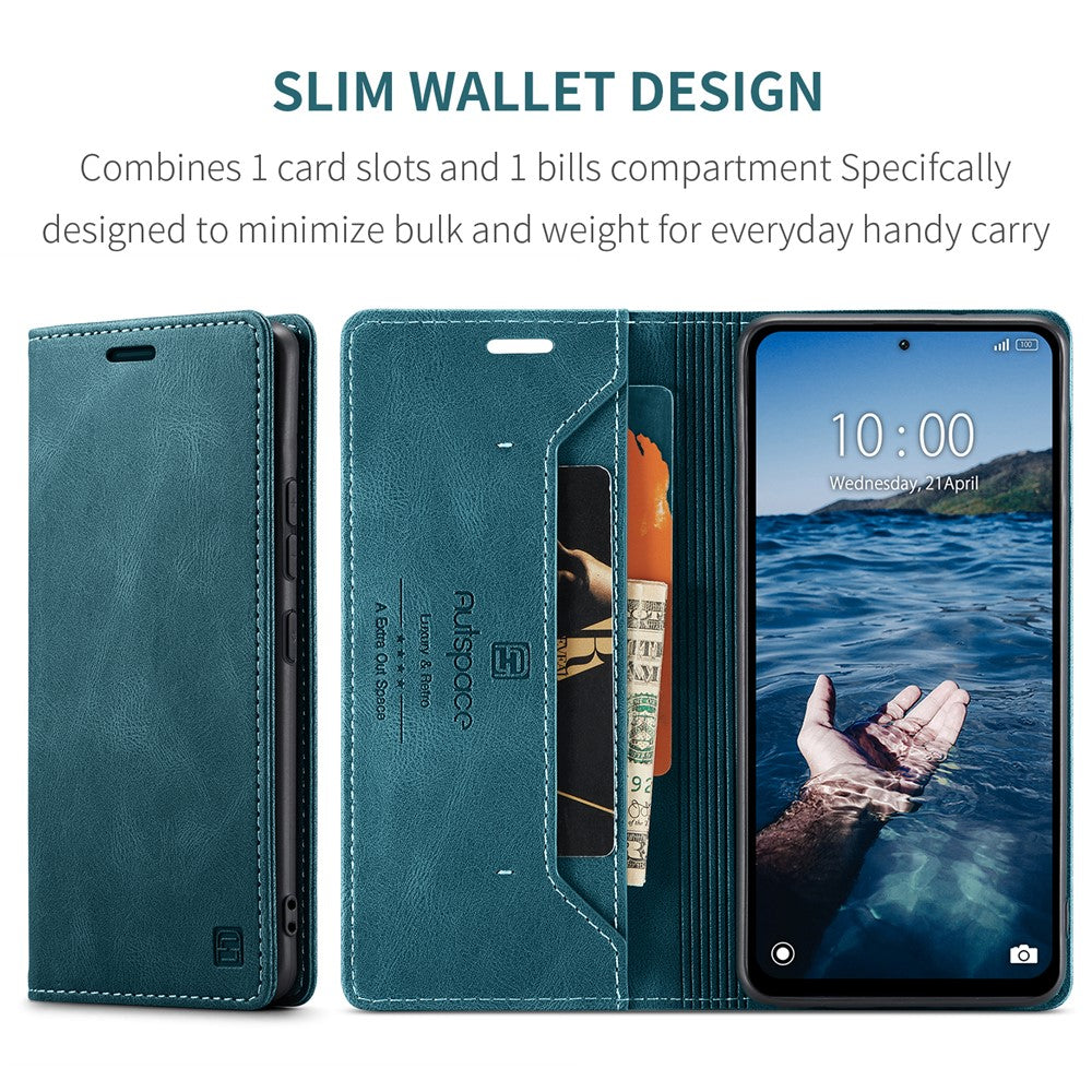 AUTSPACE For Xiaomi 14 Pro Wallet Case  A01 Leather Stand Cover with RFID Blocking Card Holder