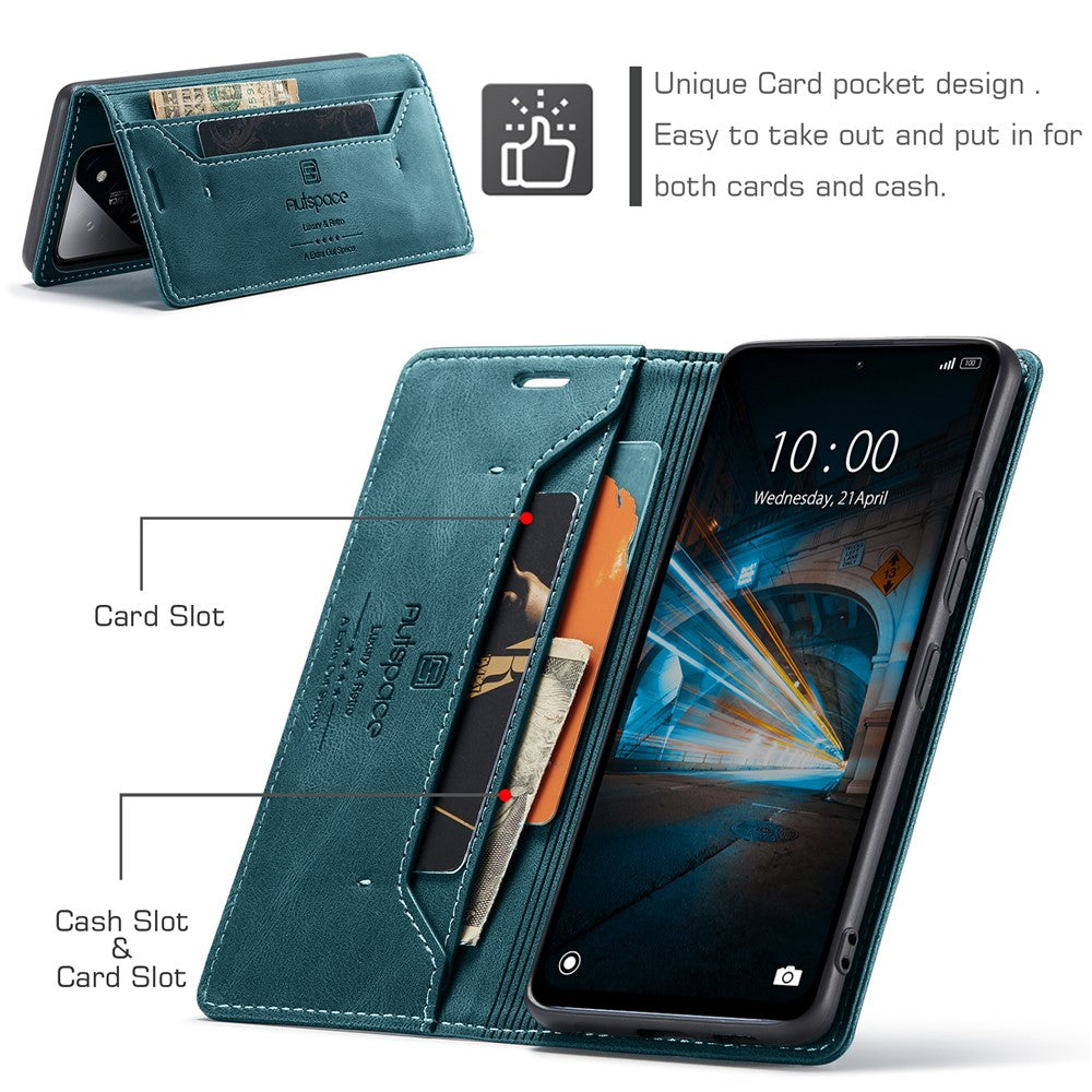 AUTSPACE For Xiaomi 14 Wallet Case  A01 Leather Stand Cover with RFID Blocking Card Holder