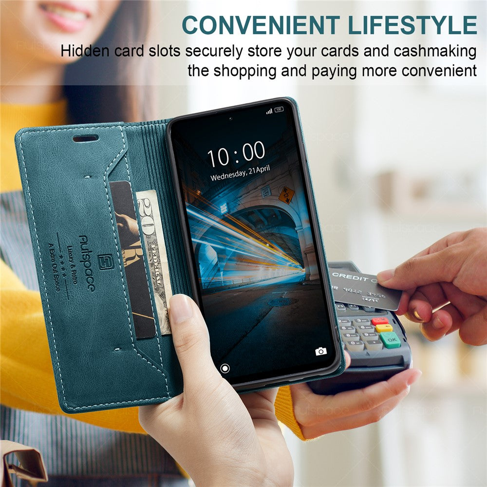AUTSPACE For Xiaomi 14 Wallet Case  A01 Leather Stand Cover with RFID Blocking Card Holder